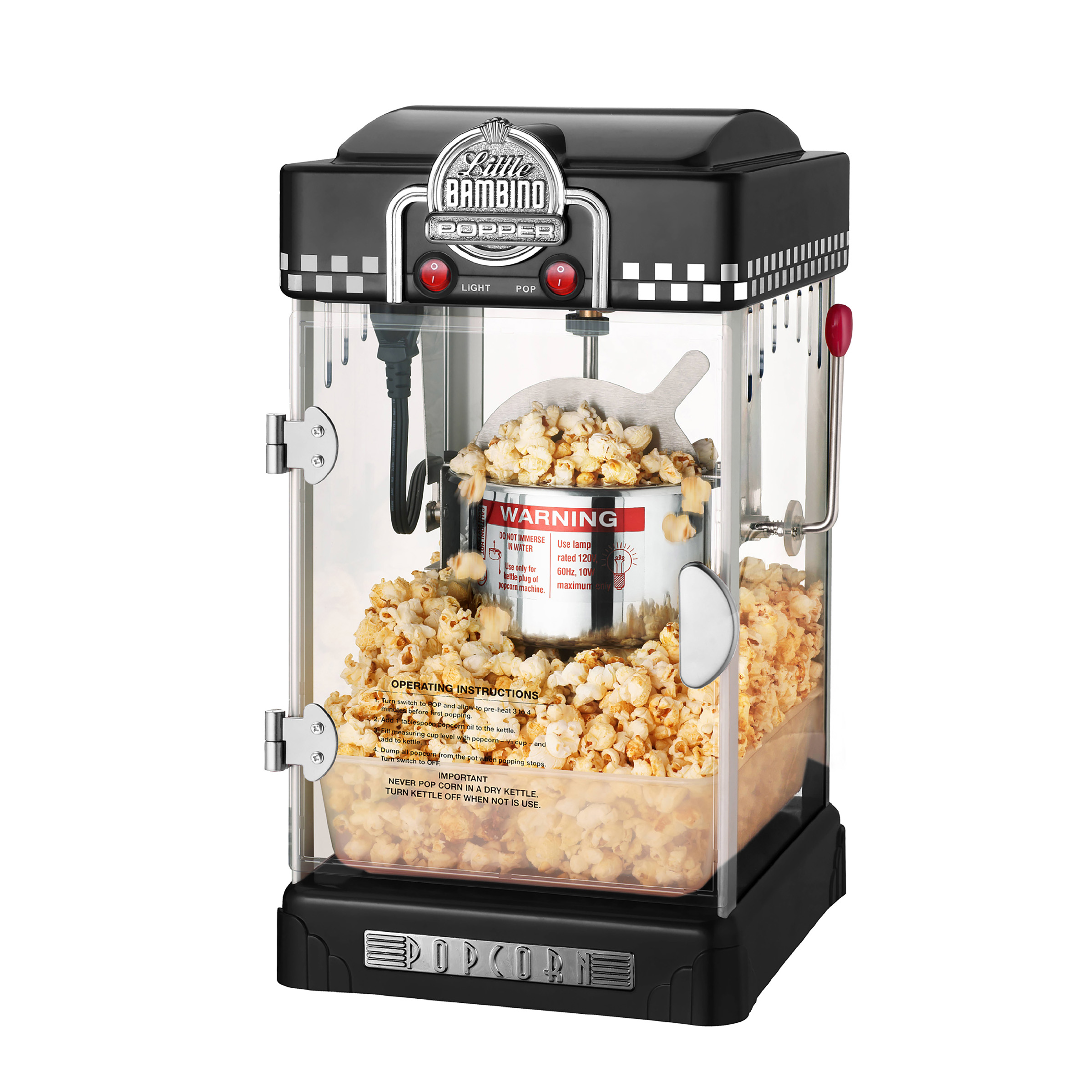 Great Northern Little Bambino Table Top Retro Machine Popcorn Popper (2.5 oz, Black) - image 1 of 8