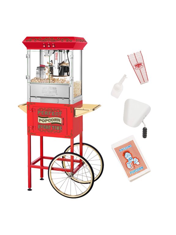 10 oz. Perfect Popper Popcorn Machine with Cart - Red