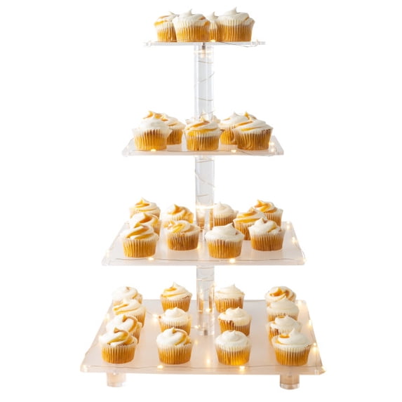 Great Northern Popcorn 4-Tier Square Cupcake Stand with LED Lights