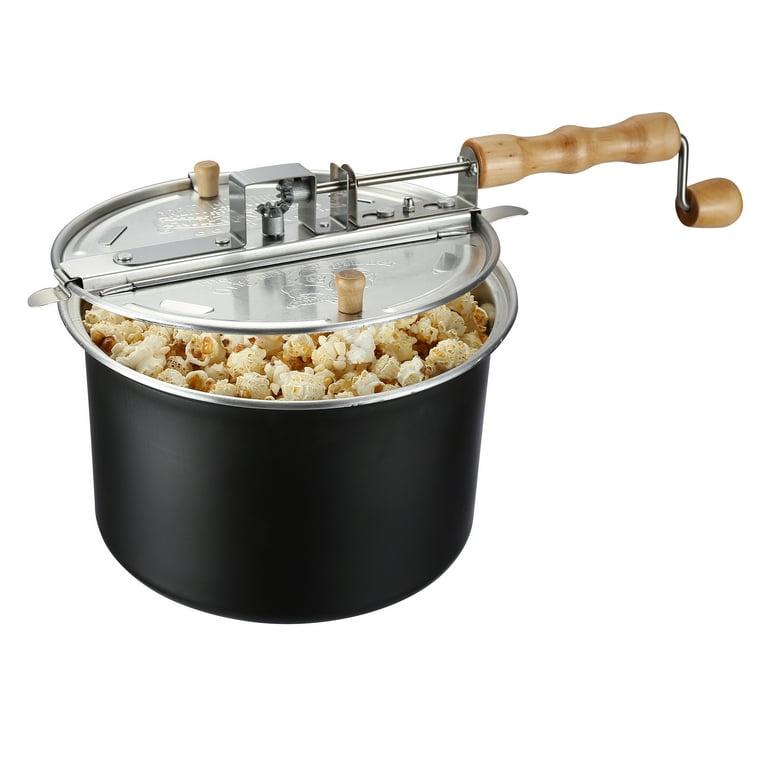Great Northern Popcorn 6.5QT Stovetop Popcorn Maker with Stirrer Black
