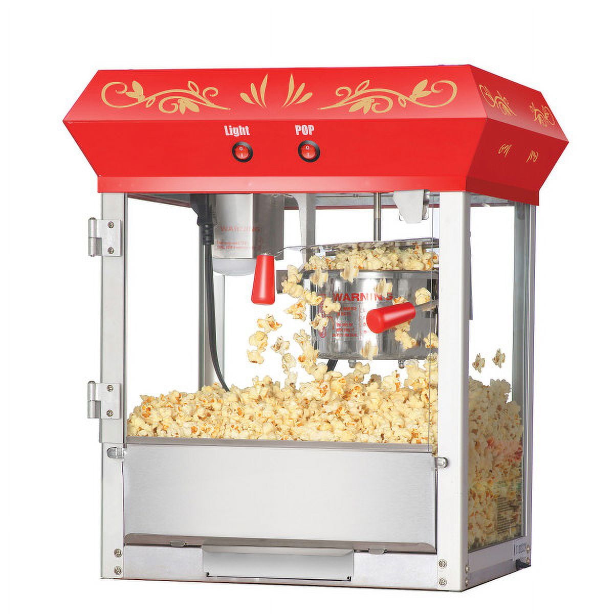 Red Stainless Steel Vintage Countertop Popcorn Machine, 24"