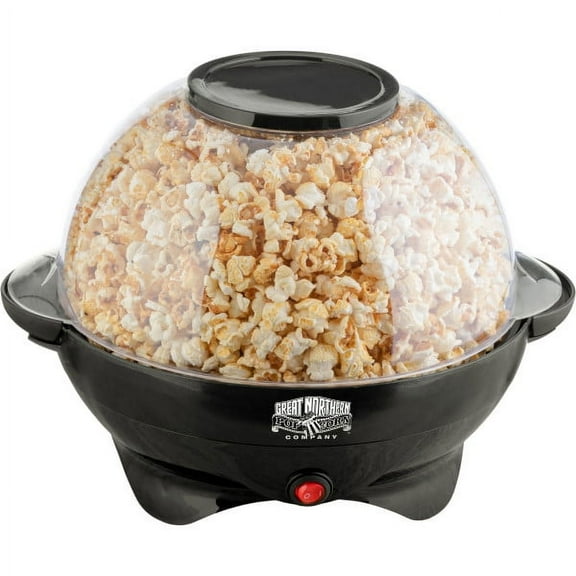 Great Northern Popcorn 800W Electric Popcorn Machine with Auto Stir, Black