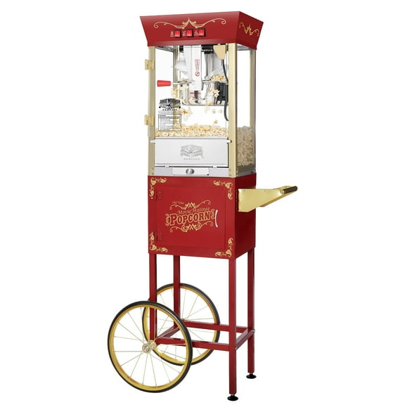 Great Northern Popcorn 8oz Matinee Popcorn Machine with Cart, Red
