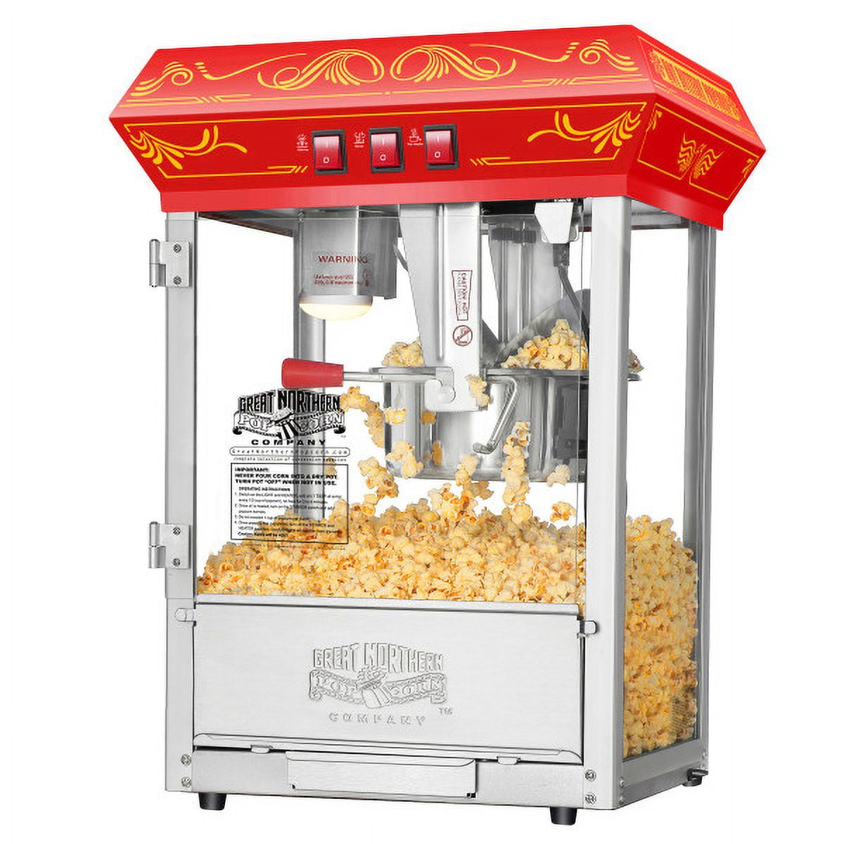 Great Northern Popcorn Countertop 8oz Kettle Machine, Red