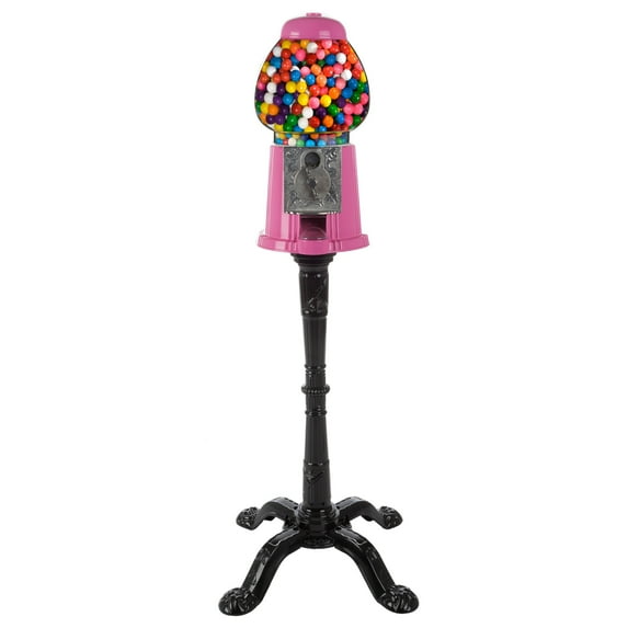 Great Northern Popcorn 15” Gumball Machine with Stand and Coin Bank, Pink