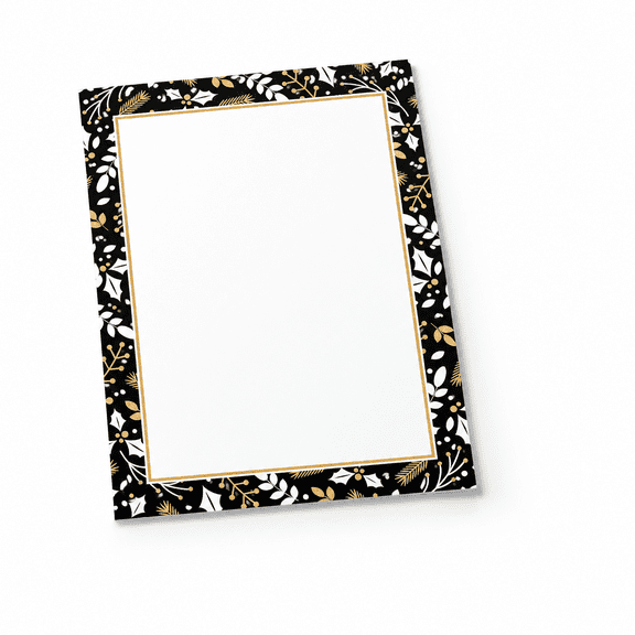 Great Papers! Black And Faux Holiday Letterhead / 80 Elegant Winter Printer Paper Sheets 8.5" X 11" Beautifulmas Stationery