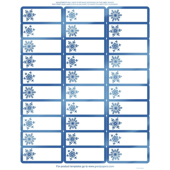 Great Papers! Blue Foil Snowflake 30-Up Address Label, 8.5" x 11", 4 sheets/120 each 1" x 2.625 labels
