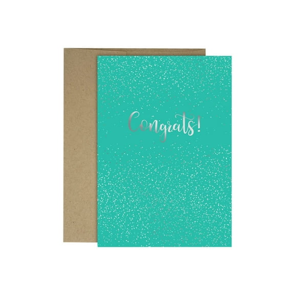 Great Papers! Sparkle Confetti with Silver Foil Congrats Card and Kraft Envelopes, 4.75 x 6.75(folded), 3 count