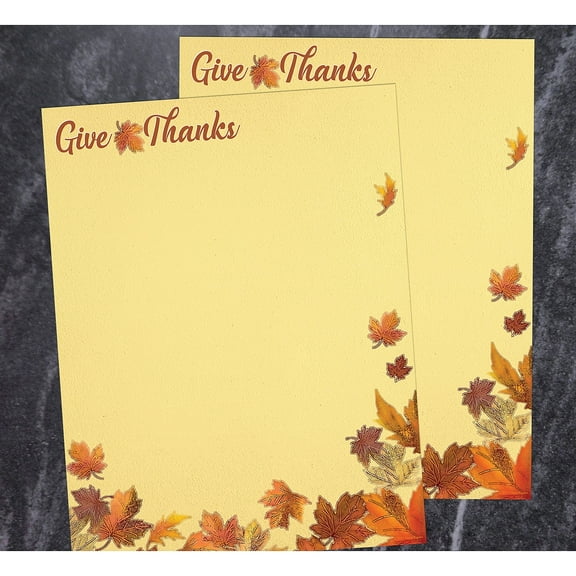 Great Papers Fall Give Thanks Thanksgiving Letterhead Yellow/Orange/Brown 50/Pack (2021120)