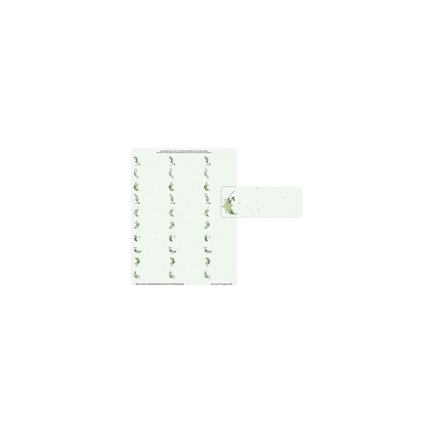 Great Papers! Holiday Card Address Labels Holly Bunch 1" x 2 5/8" 300/Count 20092182