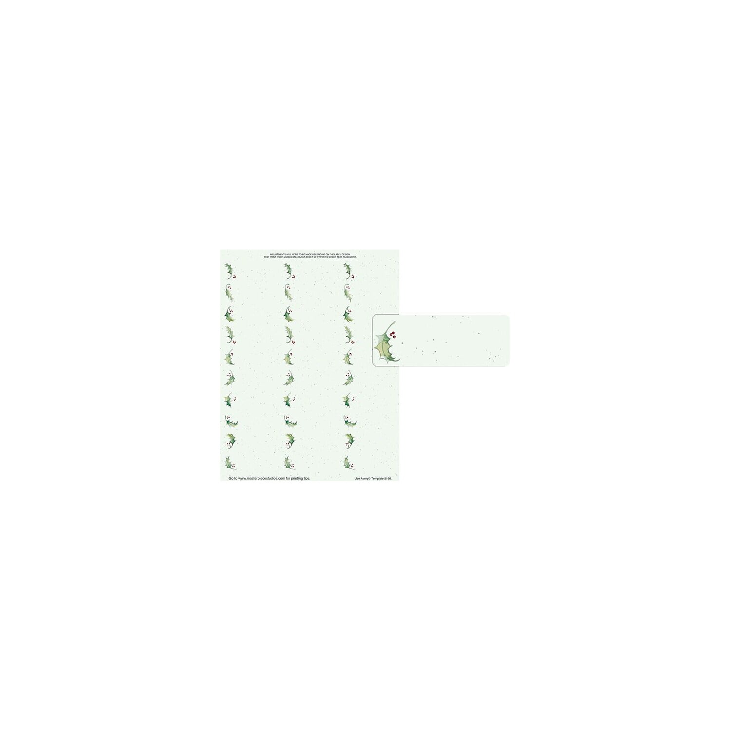 Great Papers! Holiday Card Address Labels Holly Bunch 1" x 2 5/8" 300/Count 20092182