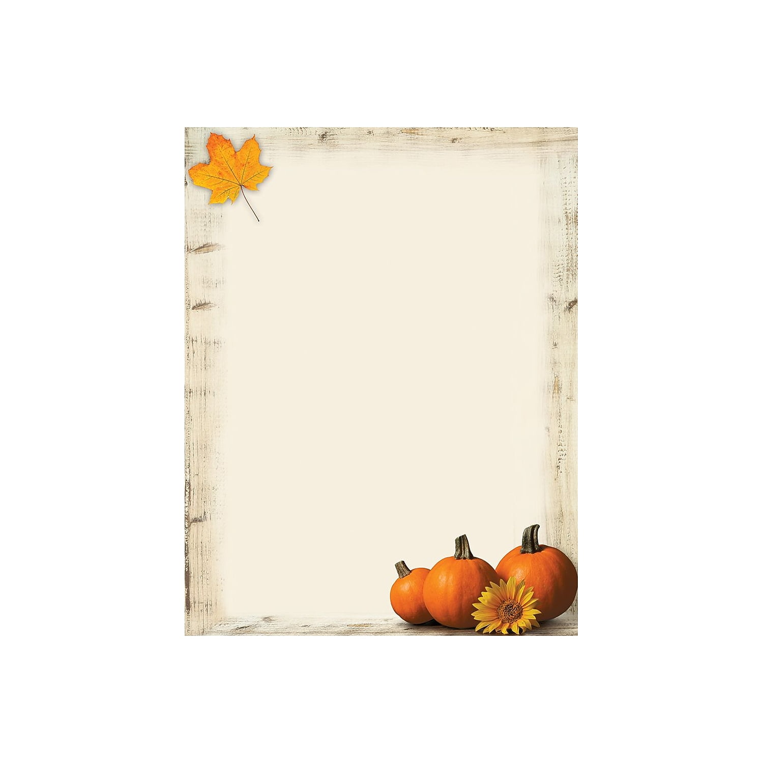 Fall Corner Autumn Stationery Paper - 80 Sheets 8.5x11" Pumpkin Leaf Design Printer Paper