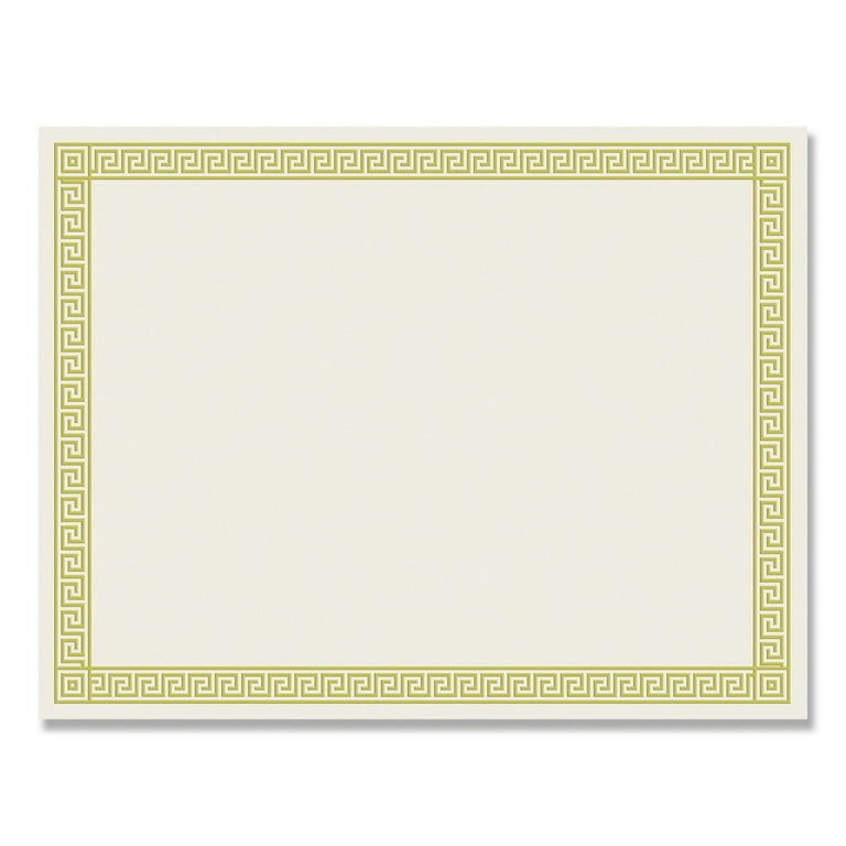 Foil Border Certificates, 8.5 x 11, Ivory/Gold with Channel Gold Border, 12/Pack Foil Border Certificates, 8.5 x 11, Ivory/Gold with Channel Gold Border, 12/Pack