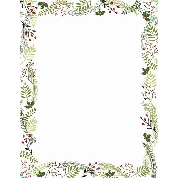Merry Twigs and Holly Stationery Paper / 80 Sheets / Christmas Letterhead for Holidays