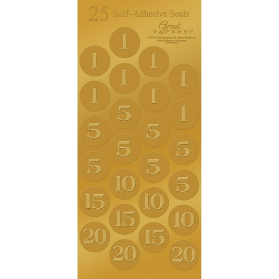 Great Papers! Number Foil seals Gold 50/Pack (2015114PK2)