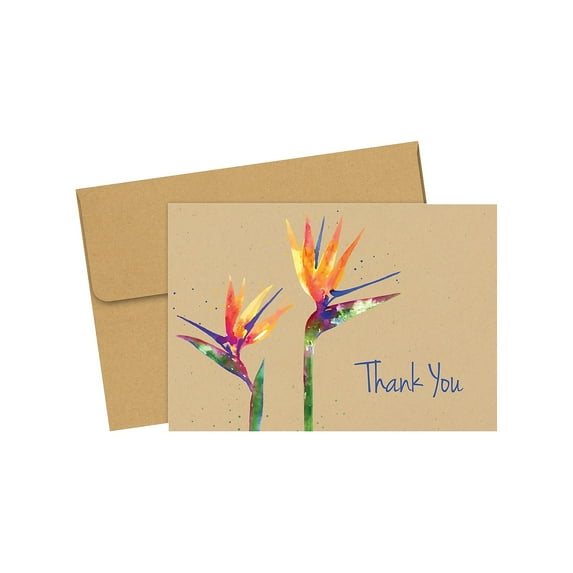 Great Papers! Paradise Faux Kraft Thank You Note Card & Envelopes, 4.875" x 3.375"(folded), 50 count