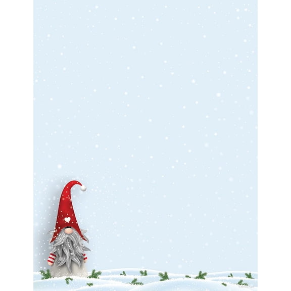 Great Papers! Snow Gnome Letterhead, for Invitations, Announcements and Personal Messages, Printer Friendly 8.5” x 11”, 50 Pack (2023041)