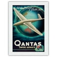 thumbnail image 1 of Out of a Great Past a Greater Future - Qantas Empire Airways (QEA) - Vintage Airline Travel Poster by Rhys Williams c.1950s - Japanese Unryu Rice Paper Art Print 24 x 32 in, 1 of 4