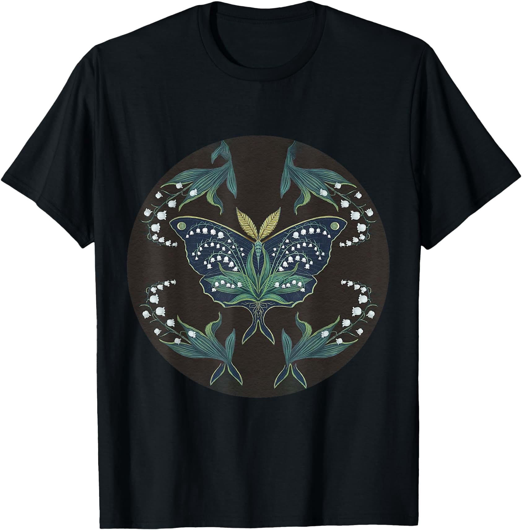 Insects Bug Crafts Great Peacock Moth Kawaii Insect Lily Of Valley Garden T-Shirt ...
