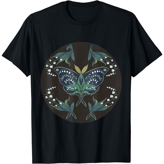 Great Peacock Moth Kawaii Insect Lily Of Valley Garden T-Shirt ...
