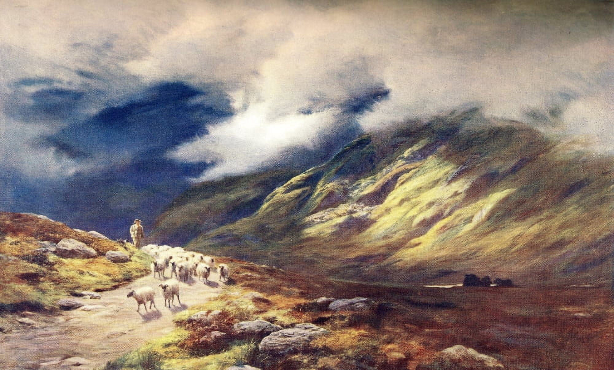 Great Pictures in Private Galleries 1905 Among the Hills Canvas Art - Peter Graham (18 x 24)