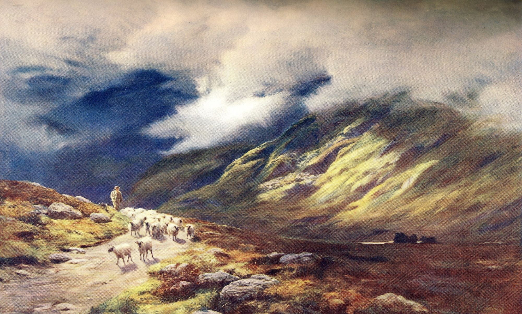 Great Pictures in Private Galleries 1905 Among the Hills Canvas Art - Peter Graham (24 x 36)