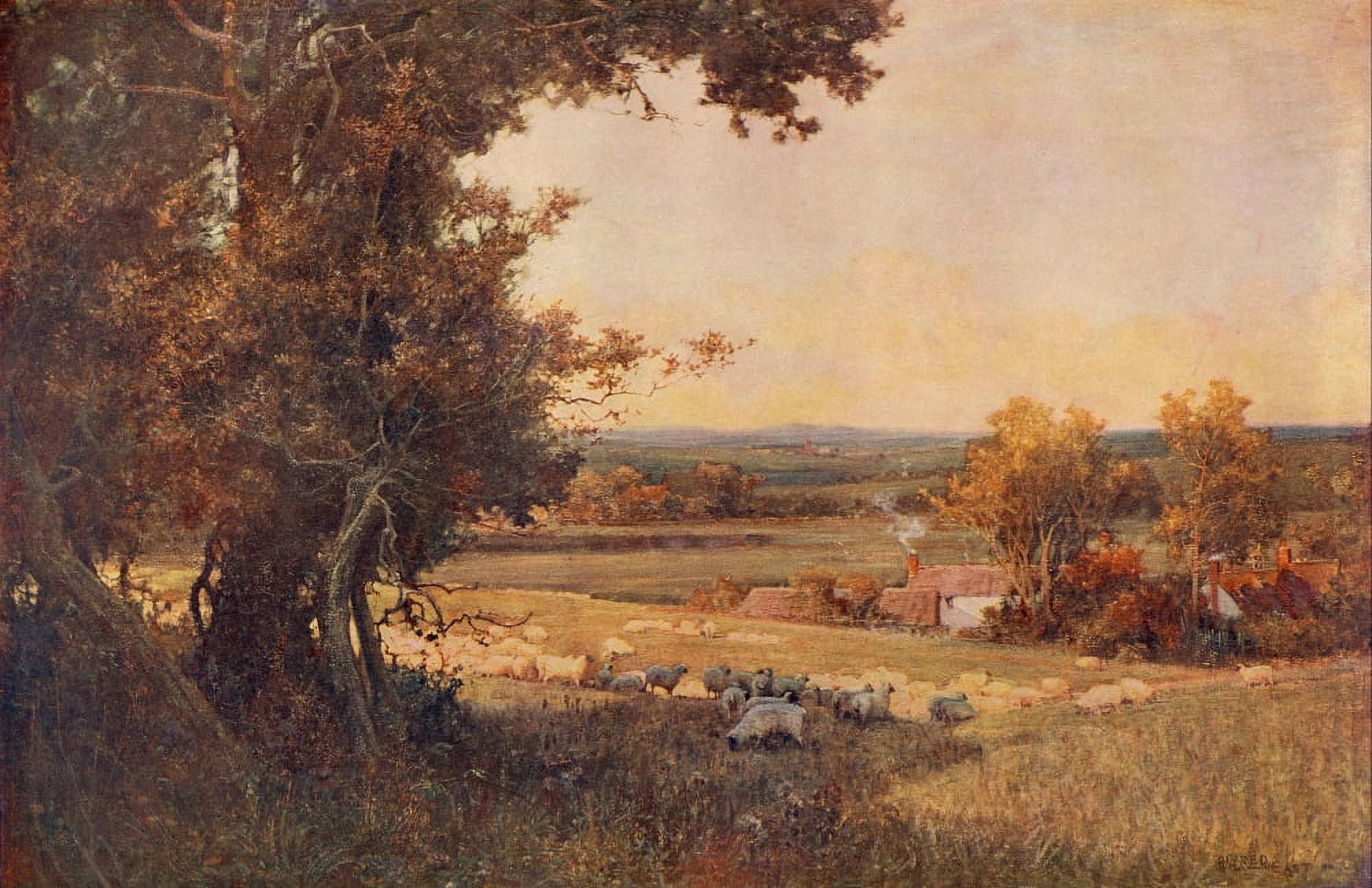 Great Pictures in Private Galleries 1905 Golden Valley Canvas Art - Alfred East (18 x 24)