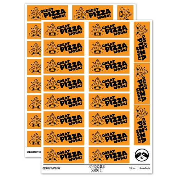 Great Pizza Piece of Work Teacher Student School Sticker Set - Orange - Gloss Finish - 2.00" Large