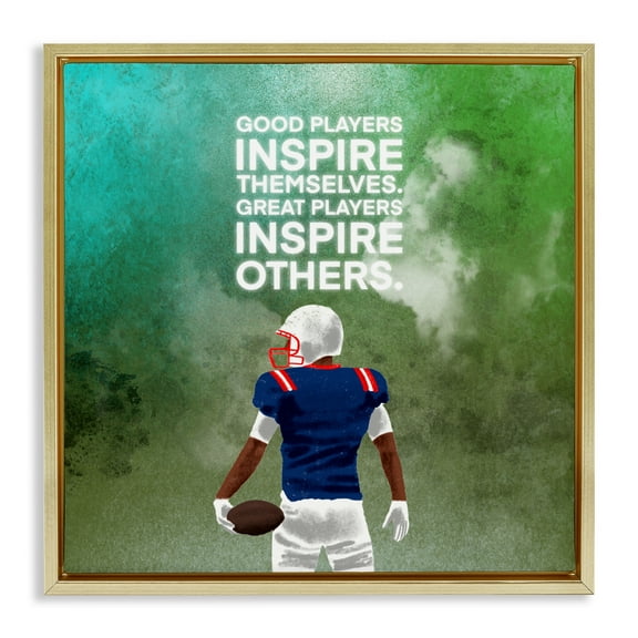 Stupell Industries Great Players Inspiring Athlete Quote Gold Framed Floater Canvas Wall Art, design by Marcus Prime, 18 x 18