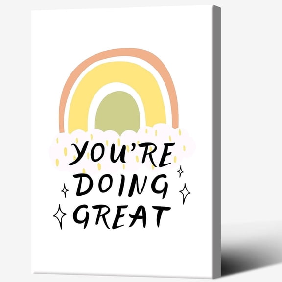 You'Re Doing Great Posters Positive Thoughts Motivational Self Affirmation Art Counsellor Therapy Mental Health Cloud Rainbow Prints For Home Bedroom Dorm Office Wall Decor