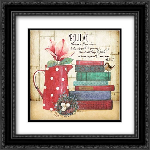 Great Power 2x Matted 20x20 Black Ornate Framed Art Print by Moulton, Jo