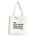 thumbnail image 1 of Great Power Comes Great Responsibility Tote Canvas Bag Shopping Satchel Casual Handbag, 1 of 3