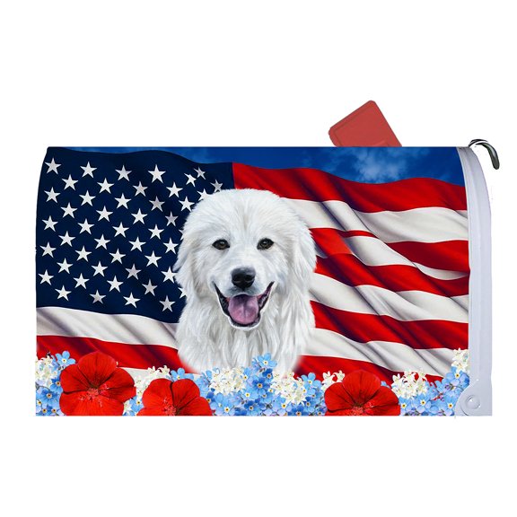 Great Pyrenees - Best of Breed Patriotic Dog Breed Mail Box Cover