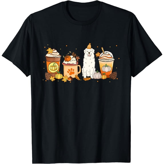 Great Pyrenees Coffee Pumpkin Spice Pyr Fall Thanksgiving T-Shirt ...