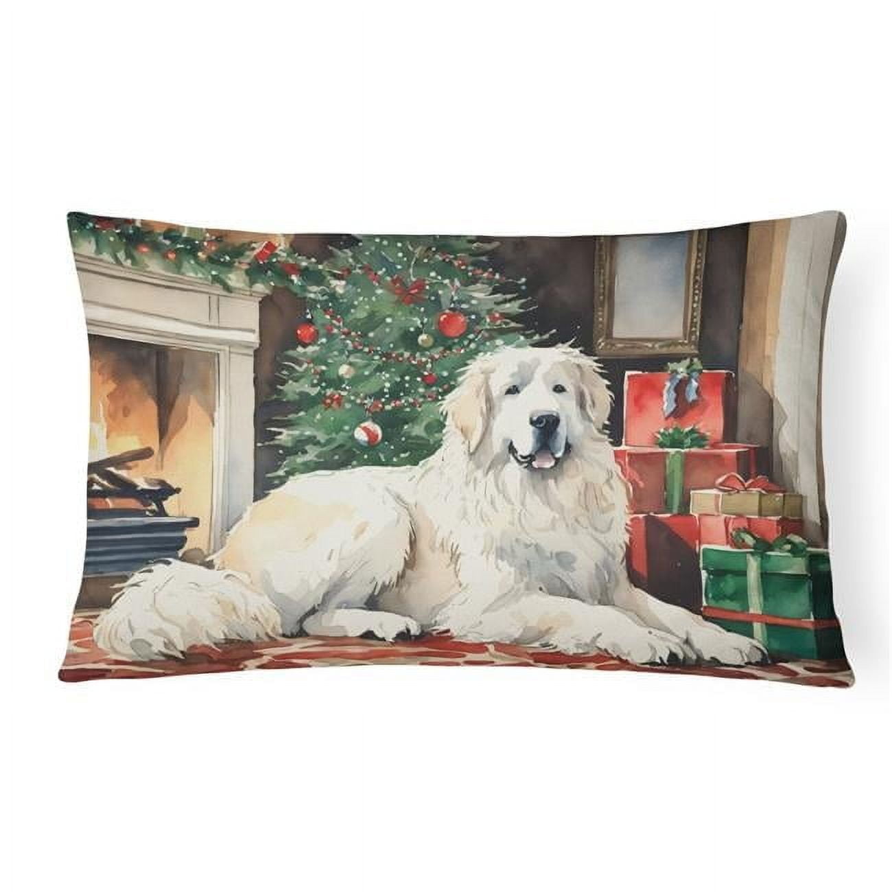 Great Pyrenees Cozy Christmas Throw Pillow 12 in x 16 in