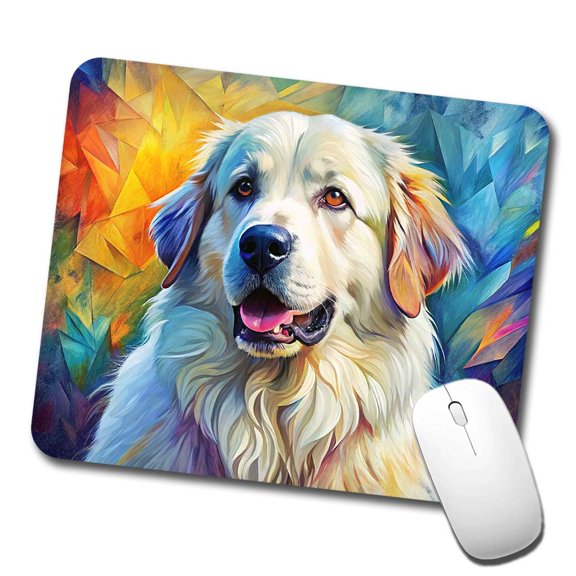 Great Pyrenees Dog Contemporary Art Mouse Pad Low Profile Gaming Mat
