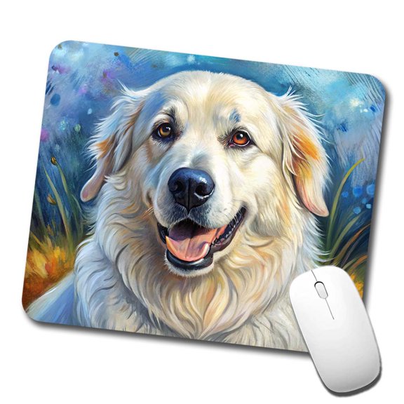 Great Pyrenees Dog Illustration Mouse Pad Low Profile Gaming Mat