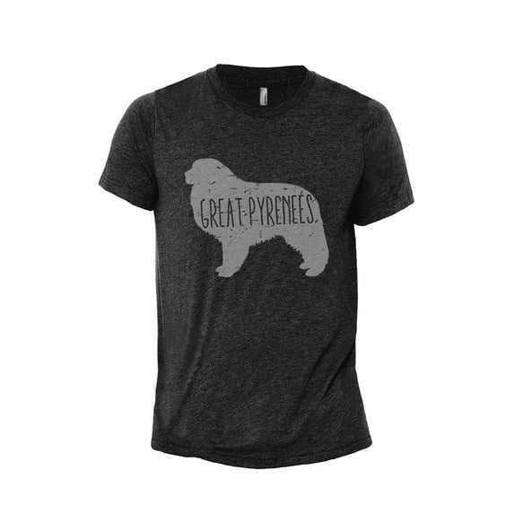 Great Pyrenees Dog Silhouette Men's Modern Fit Fun Casual T-Shirt Printed Graphic Tee Charcoal Grey 2X-Large