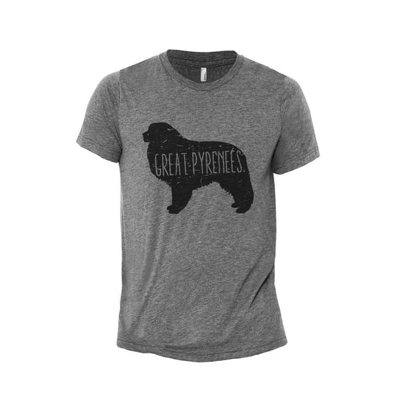 Great Pyrenees Dog Silhouette Men's Modern Fit Fun Casual T-Shirt Printed Graphic Tee Heather Grey 3X-Large