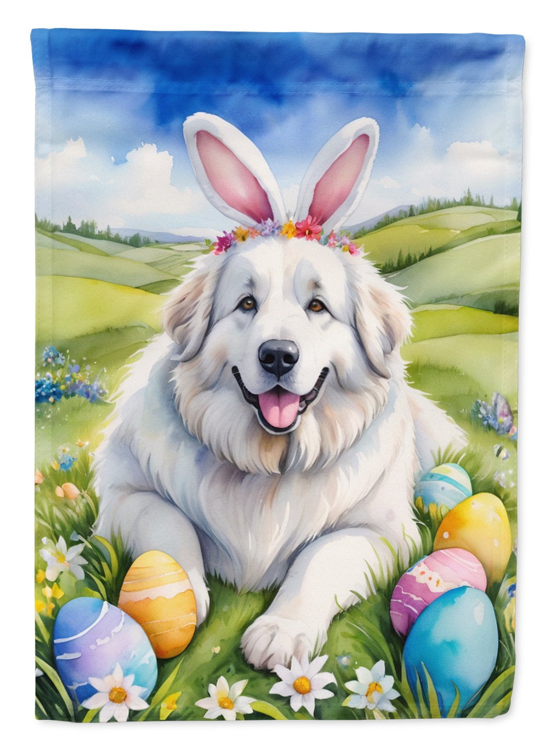 Great Pyrenees Easter Egg Hunt Garden Flag 11.25 in x 15.5 in