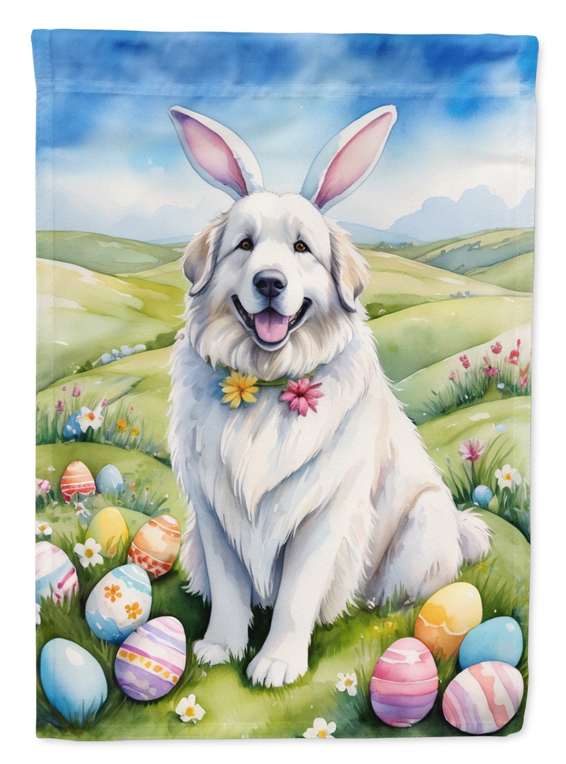 Great Pyrenees Easter Egg Hunt House Flag