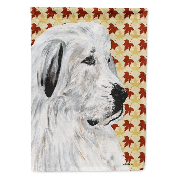 Great Pyrenees Fall Leaves Flag Canvas House Size