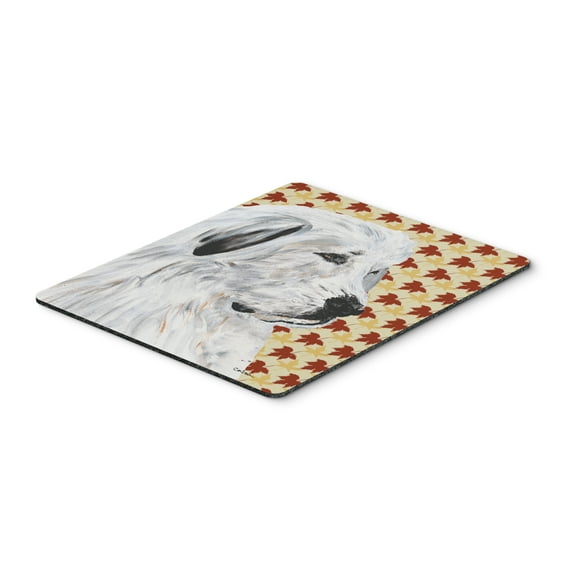 "Great Pyrenees Fall Leaves Mouse Pad Hot Pad or Trivet"