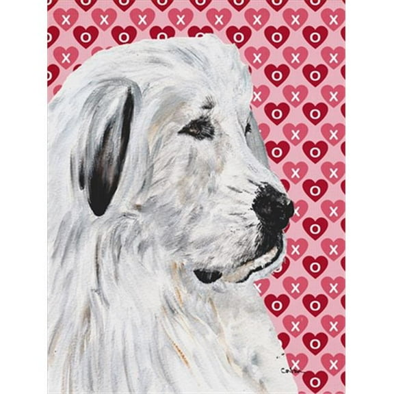 Great Pyrenees Hearts and Love Flag Garden Size