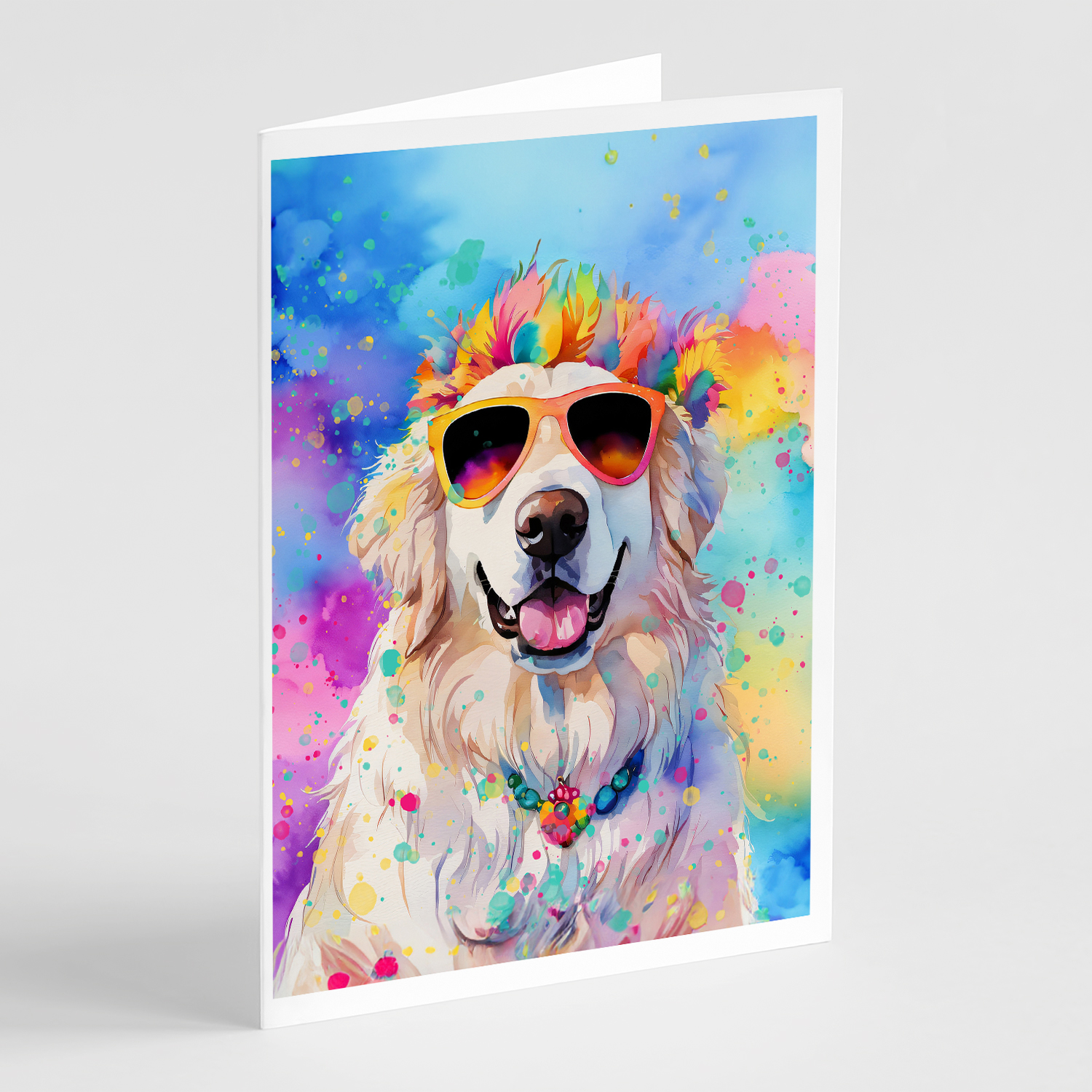 Great Pyrenees Hippie Dawg Greeting Cards Pack of 8 7 in x 5 in