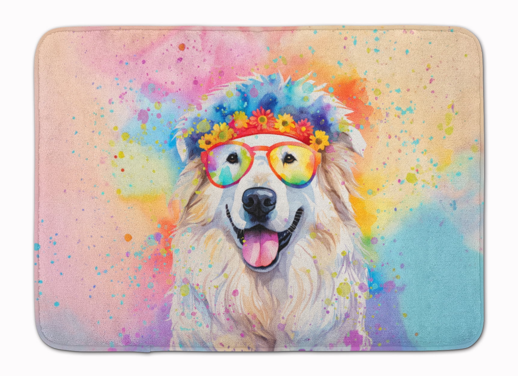 Great Pyrenees Hippie Dawg Memory Foam Kitchen Mat 27 in x 19 in ...