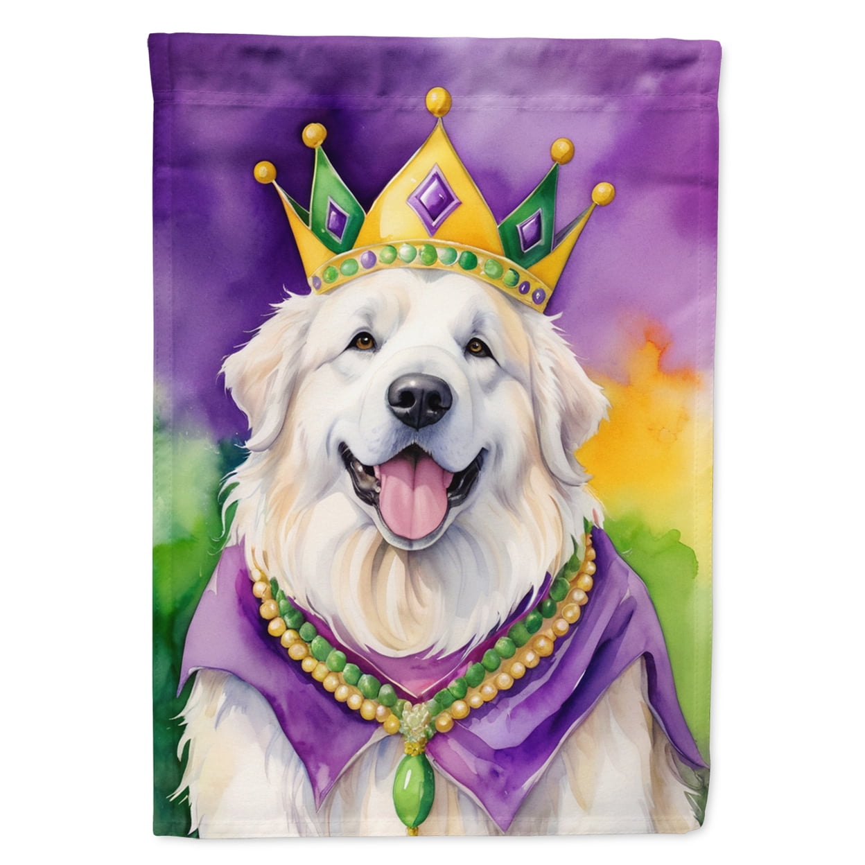 Great Pyrenees King of Mardi Gras Garden Flag 11.25 in x 15.5 in