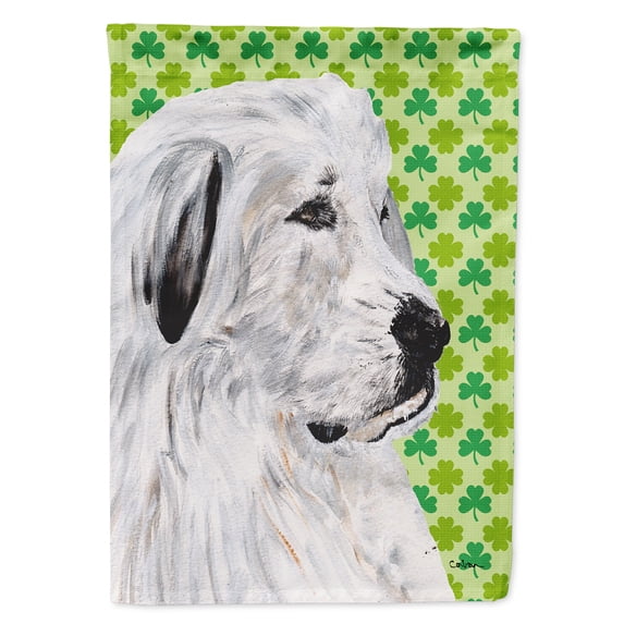 Great Pyrenees Lucky Shamrock St. Patricks Day House Flag