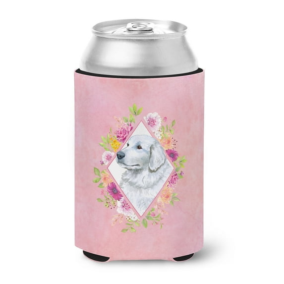 Great Pyrenees Pink Flowers Can or Bottle Hugger