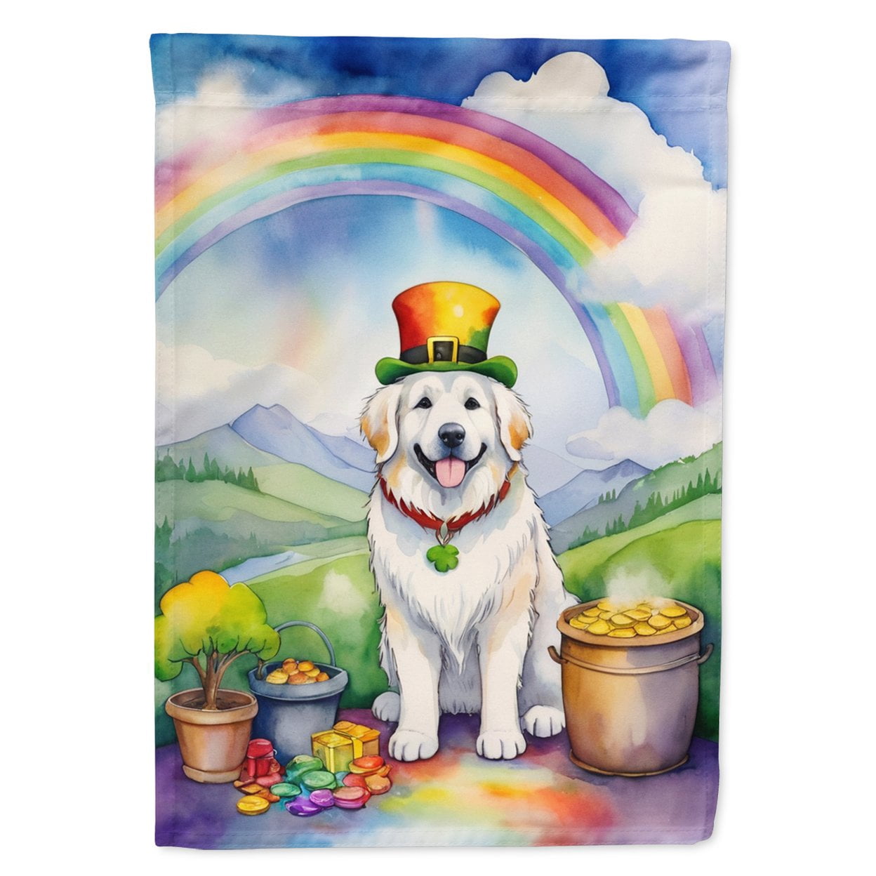 Great Pyrenees St Patrick's Day Garden Flag 11.25 in x 15.5 in